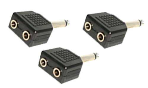 6.35 mm Mono Plug To 2x 3.5 mm Mono Jack (3pcs)