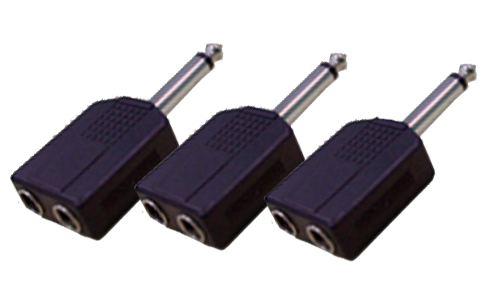 6.35 mm Mono Plug To 2x 6.35 mm  Mono Jack (3pcs)