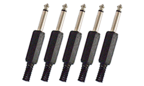 6.35 mm Mono Plug W/ Wire Protector (5pcs)