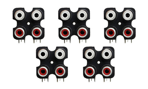 RCA Jack 4P PCB Mount 2Px2 (5pcs)