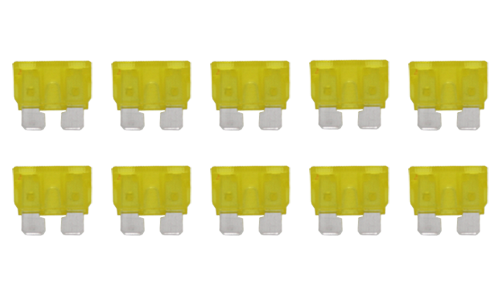 Auto Fuse Plug-In Type Big 20A Yellow (10pcs)