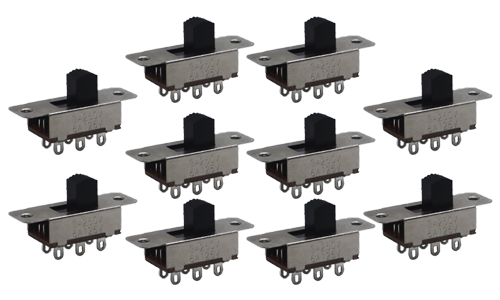 Slide Switch 6 Solder Lug Pin 2 Position DPDT Standard (10pcs)