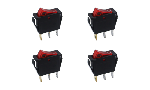 Rocker Switch 3P w/ Light Slim SPST 220V Red (4pcs)