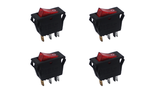 Rocker Switch 3P w/ Light Standard SPST 220V Red (4pcs)