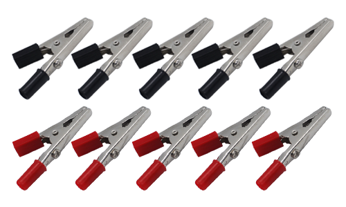 Alligator Clip with S/L Molded Handle Big Black & Red (10pcs)