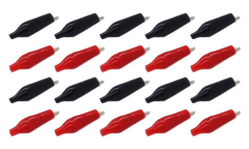 Alligator Clip with Vinyl Boot Small Black & Red (20pcs)