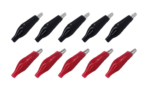 Alligator Clip with Vinyl Boot Medium Black & Red (10pcs)